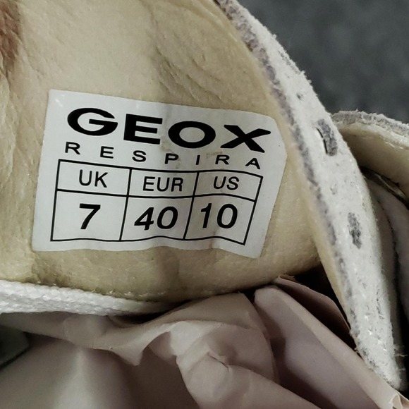 Geox Respira Shoes Womens Size 10 Beige Blue Suede Leather Platform‎ Brogue - Picture 10 of 15